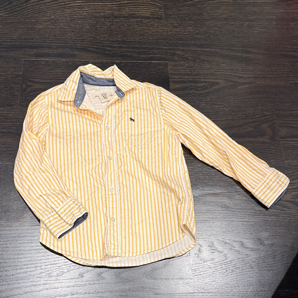 H&M Kids Yellow and White Striped Button Down Shirt